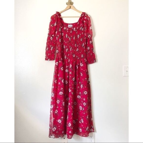 Urban Outfitters Red floral Smocked maxi dress - Picture 1 of 10